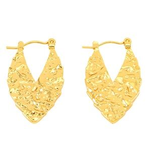 EARRINGS, 18K GOLD PLATED STEEL Gold Textured